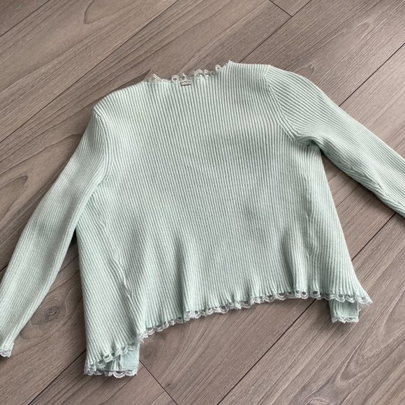 FOR LOVE AND LEMONS Mint Cropped Cardigan - Size Small - Picture 6 of 7